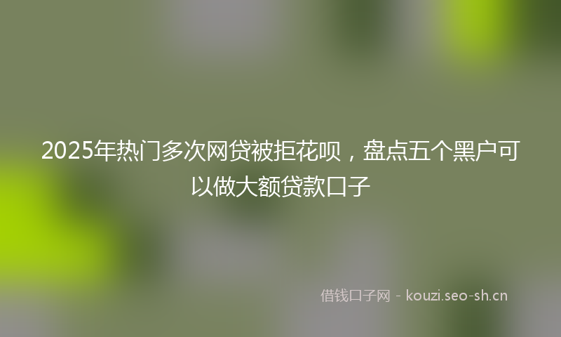 2025年热门多次网贷被拒花呗，盘点五个黑户可以做大额贷款口子