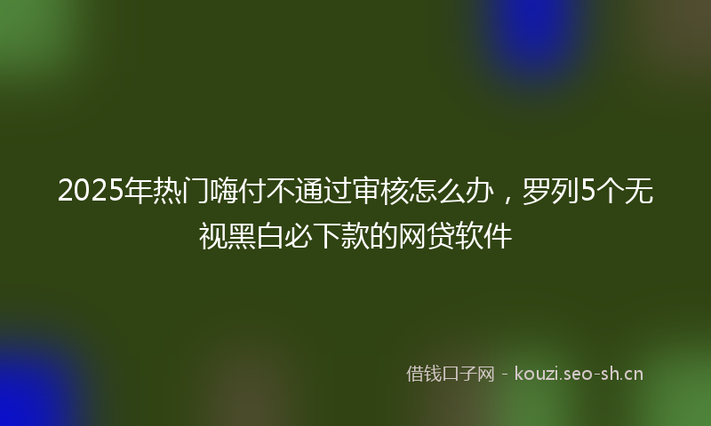 2025年热门嗨付不通过审核怎么办，罗列5个无视黑白必下款的网贷软件