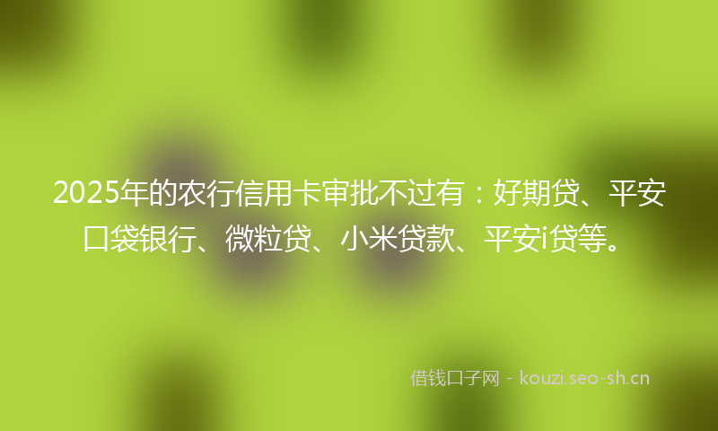 2025年的农行信用卡审批不过有：好期贷、平安口袋银行、微粒贷、小米贷款、平安i贷等。