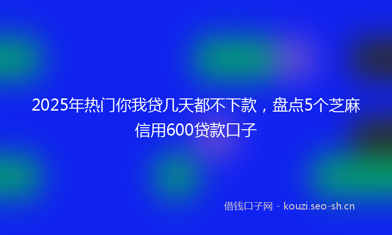 2025年热门你我贷几天都不下款，盘点5个芝麻信用600贷款口子