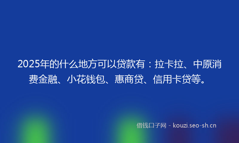 2025年的什么地方可以贷款有：拉卡拉、中原消费金融、小花钱包、惠商贷、信用卡贷等。