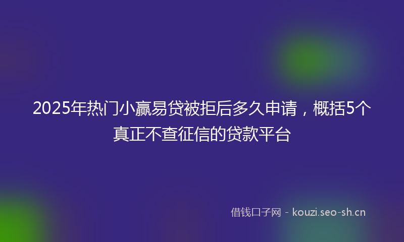 2025年热门小赢易贷被拒后多久申请，概括5个真正不查征信的贷款平台