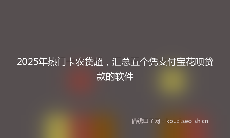 2025年热门卡农贷超，汇总五个凭支付宝花呗贷款的软件