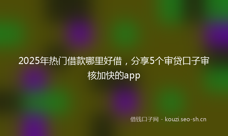 2025年热门借款哪里好借，分享5个审贷口子审核加快的app