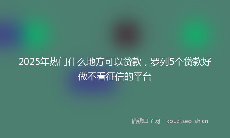 2025年热门什么地方可以贷款，罗列5个贷款好做不看征信的平台