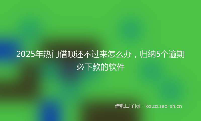 2025年热门借呗还不过来怎么办，归纳5个逾期必下款的软件