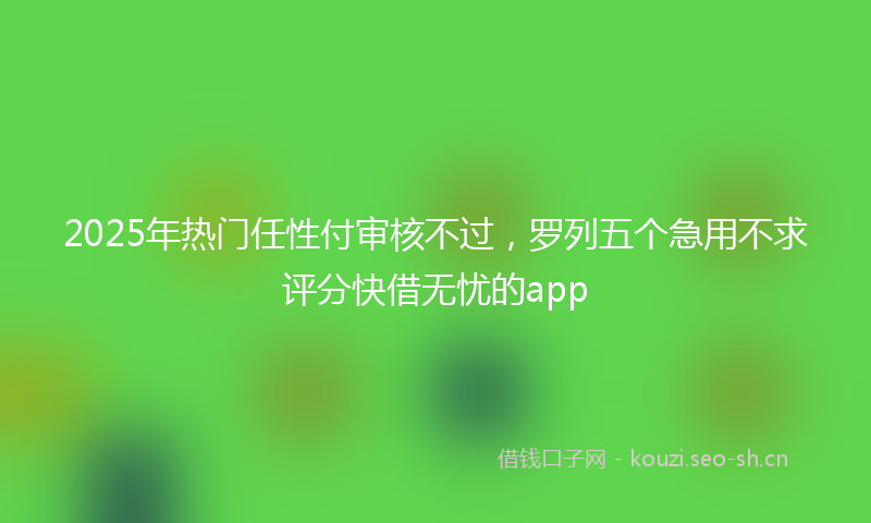 2025年热门任性付审核不过，罗列五个急用不求评分快借无忧的app