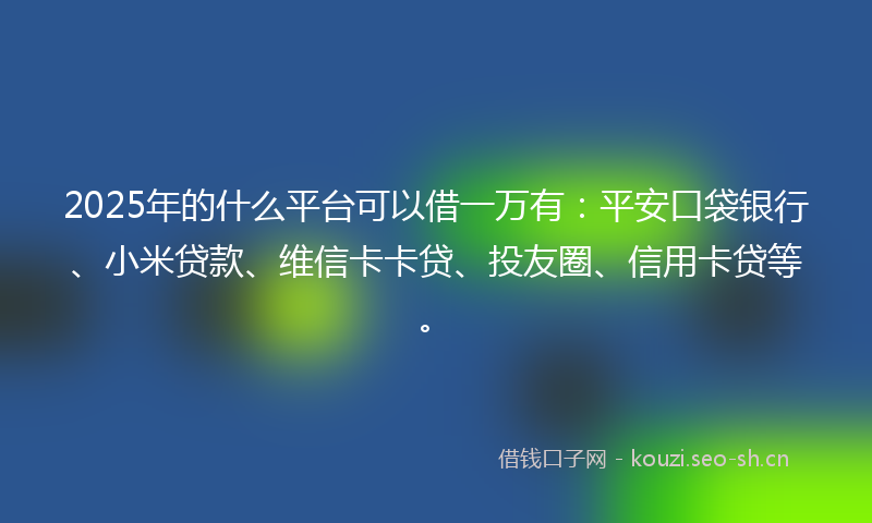 2025年的什么平台可以借一万有：平安口袋银行、小米贷款、维信卡卡贷、投友圈、信用卡贷等。