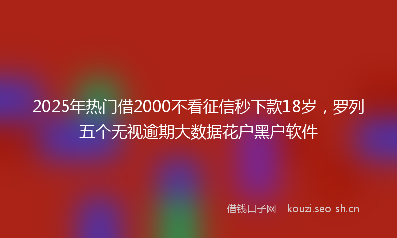2025年热门借2000不看征信秒下款18岁，罗列五个无视逾期大数据花户黑户软件