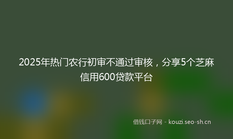2025年热门农行初审不通过审核，分享5个芝麻信用600贷款平台