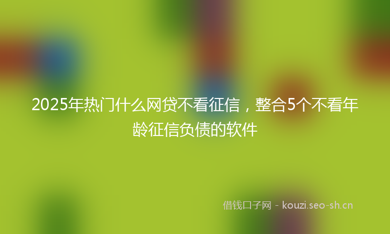 2025年热门什么网贷不看征信，整合5个不看年龄征信负债的软件