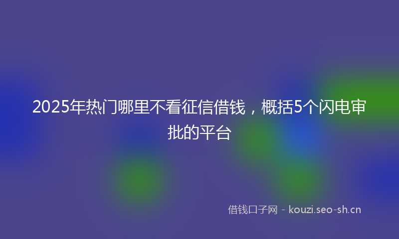 2025年热门哪里不看征信借钱，概括5个闪电审批的平台