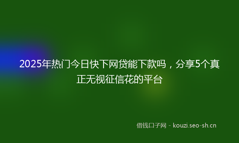 2025年热门今日快下网贷能下款吗，分享5个真正无视征信花的平台