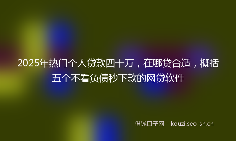 2025年热门个人贷款四十万，在哪贷合适，概括五个不看负债秒下款的网贷软件