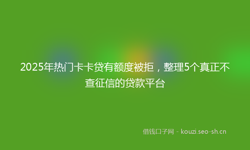 2025年热门卡卡贷有额度被拒，整理5个真正不查征信的贷款平台