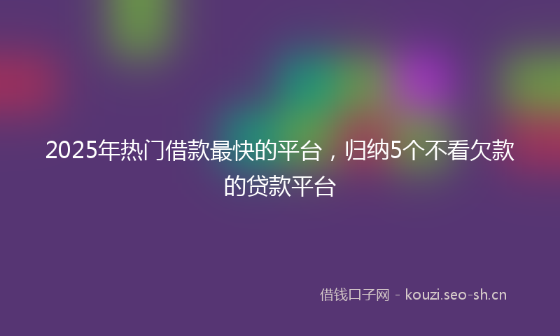 2025年热门借款最快的平台，归纳5个不看欠款的贷款平台