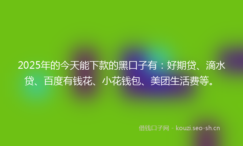 2025年的今天能下款的黑口子有：好期贷、滴水贷、百度有钱花、小花钱包、美团生活费等。