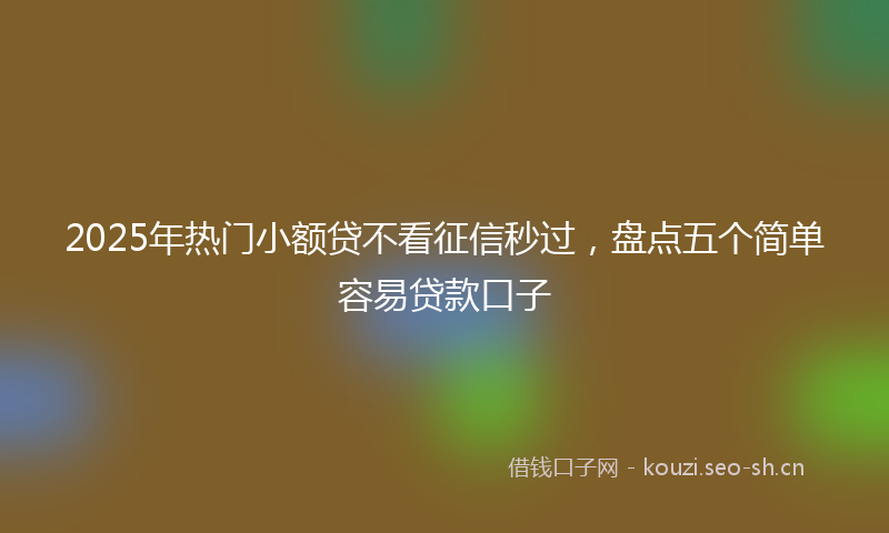 2025年热门小额贷不看征信秒过，盘点五个简单容易贷款口子