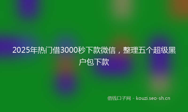 2025年热门借3000秒下款微信，整理五个超级黑户包下款