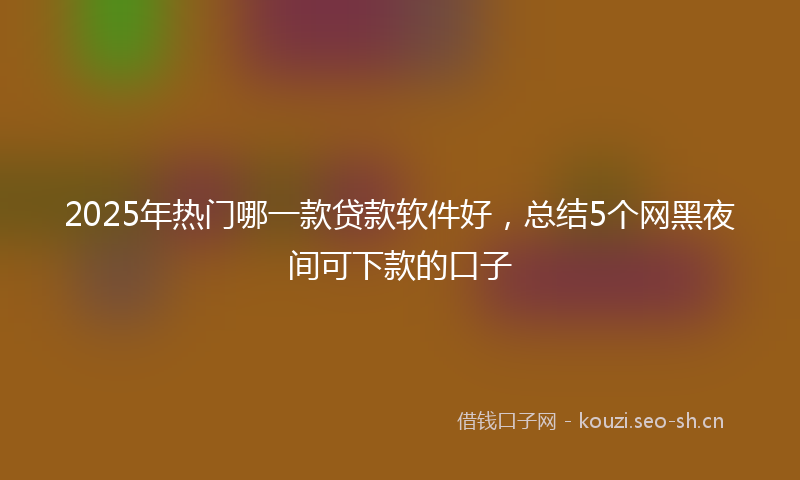 2025年热门哪一款贷款软件好，总结5个网黑夜间可下款的口子