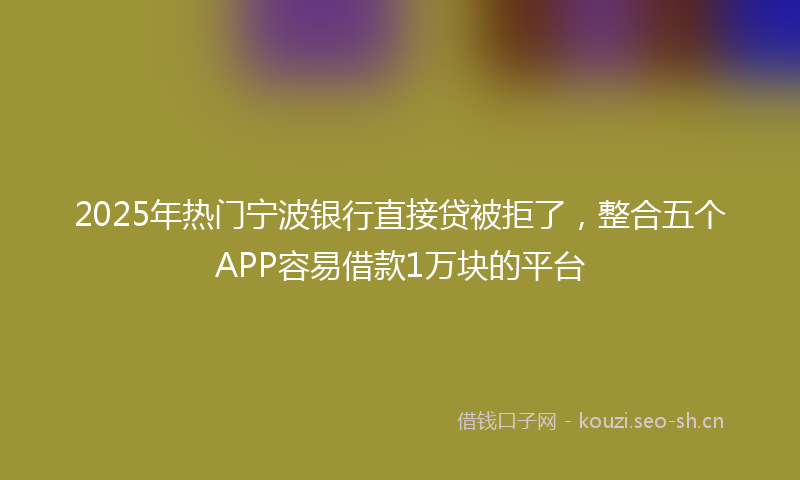 2025年热门宁波银行直接贷被拒了，整合五个APP容易借款1万块的平台