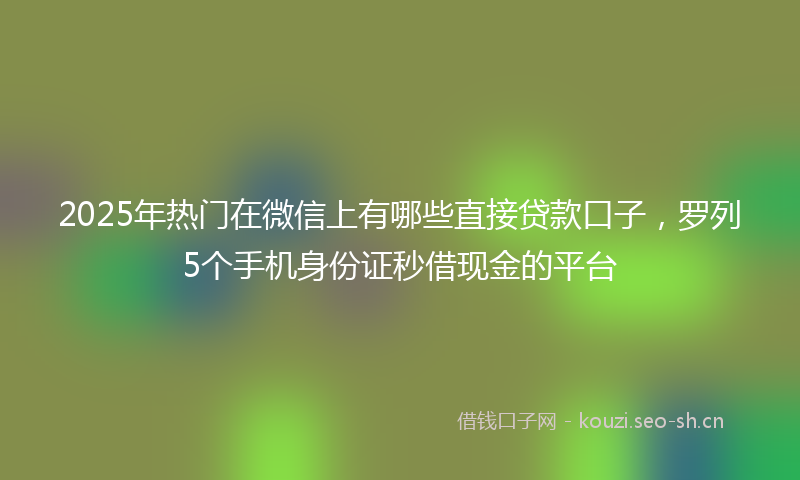 2025年热门在微信上有哪些直接贷款口子，罗列5个手机身份证秒借现金的平台