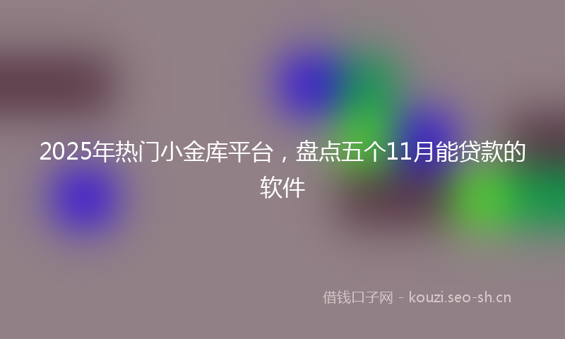 2025年热门小金库平台，盘点五个11月能贷款的软件