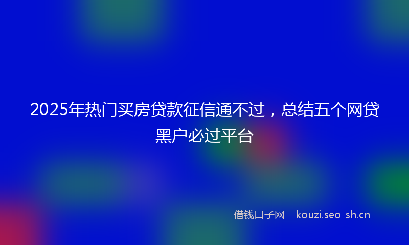 2025年热门买房贷款征信通不过，总结五个网贷黑户必过平台