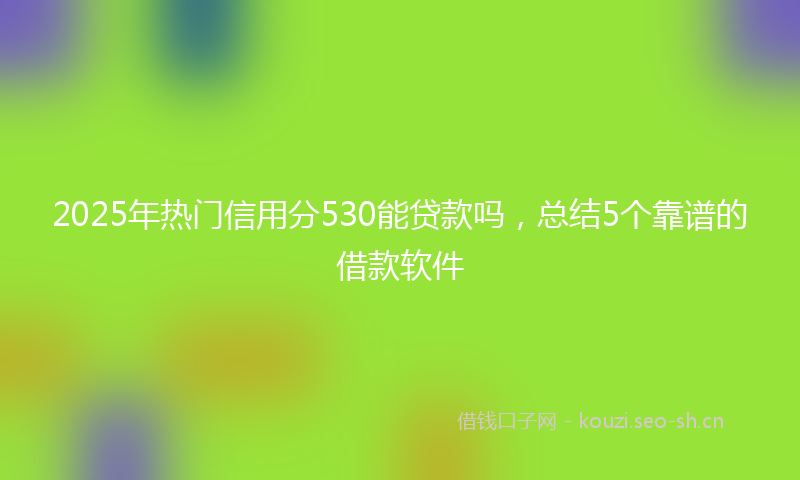 2025年热门信用分530能贷款吗，总结5个靠谱的借款软件