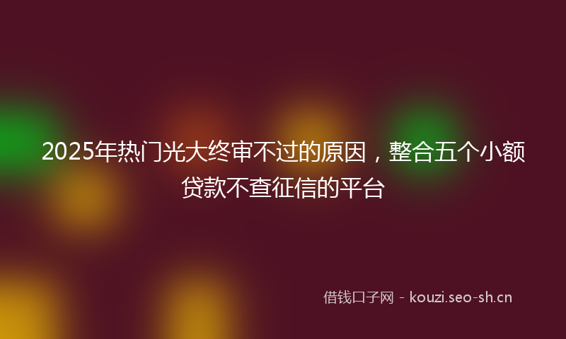 2025年热门光大终审不过的原因，整合五个小额贷款不查征信的平台