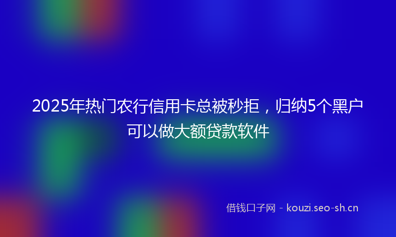 2025年热门农行信用卡总被秒拒，归纳5个黑户可以做大额贷款软件