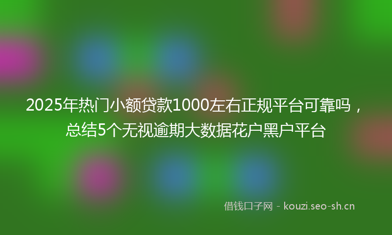 2025年热门小额贷款1000左右正规平台可靠吗，总结5个无视逾期大数据花户黑户平台