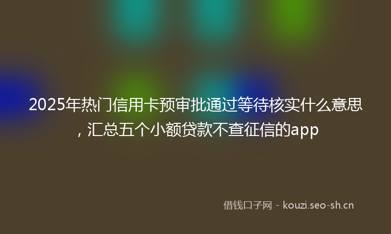 2025年热门信用卡预审批通过等待核实什么意思，汇总五个小额贷款不查征信的app