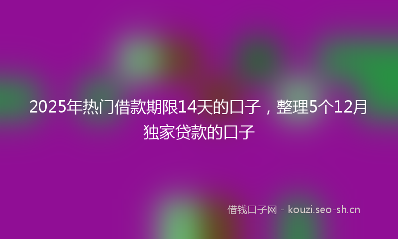 2025年热门借款期限14天的口子，整理5个12月独家贷款的口子