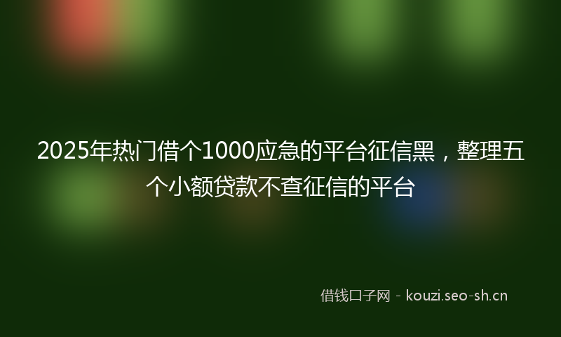 2025年热门借个1000应急的平台征信黑，整理五个小额贷款不查征信的平台