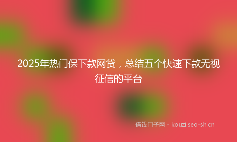 2025年热门保下款网贷，总结五个快速下款无视征信的平台