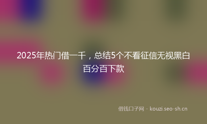 2025年热门借一千，总结5个不看征信无视黑白百分百下款