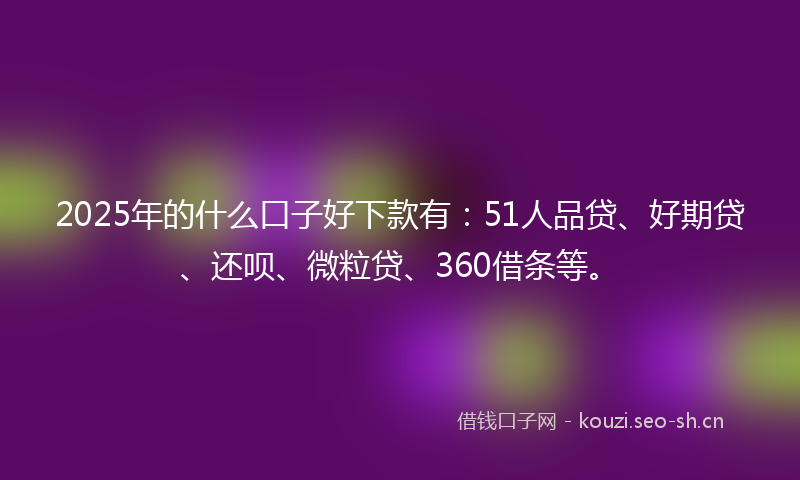 2025年的什么口子好下款有：51人品贷、好期贷、还呗、微粒贷、360借条等。