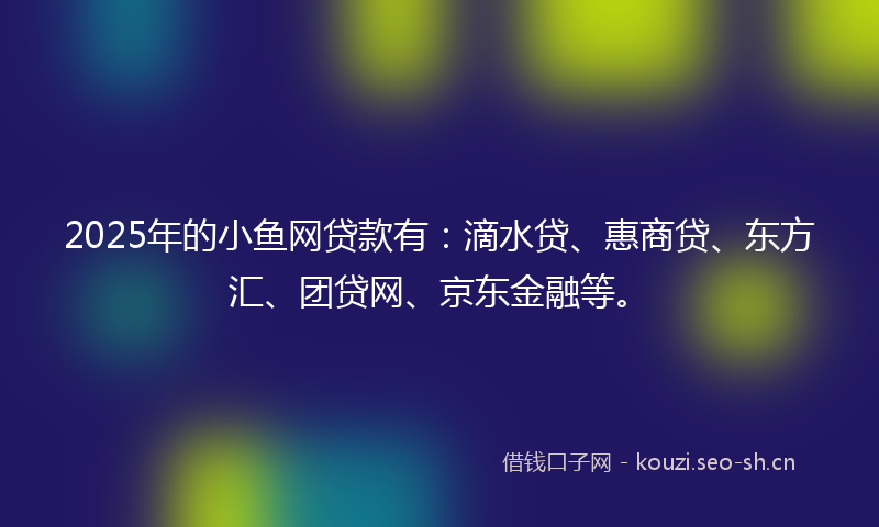 2025年的小鱼网贷款有：滴水贷、惠商贷、东方汇、团贷网、京东金融等。