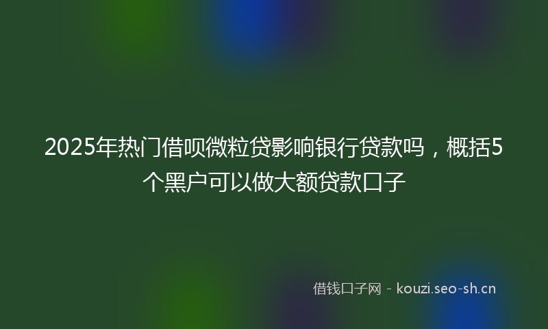 2025年热门借呗微粒贷影响银行贷款吗，概括5个黑户可以做大额贷款口子