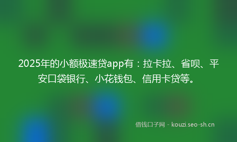 2025年的小额极速贷app有：拉卡拉、省呗、平安口袋银行、小花钱包、信用卡贷等。