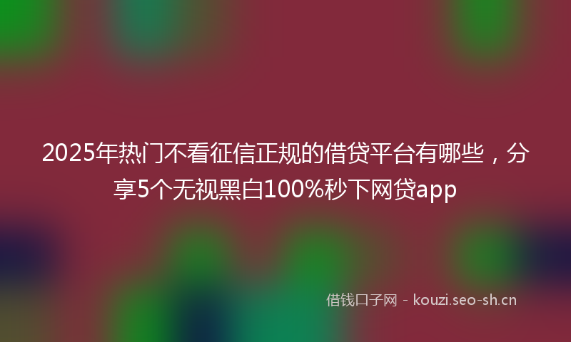 2025年热门不看征信正规的借贷平台有哪些，分享5个无视黑白100%秒下网贷app
