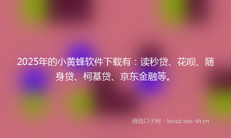 2025年的小黄蜂软件下载有：读秒贷、花呗、随身贷、柯基贷、京东金融等。