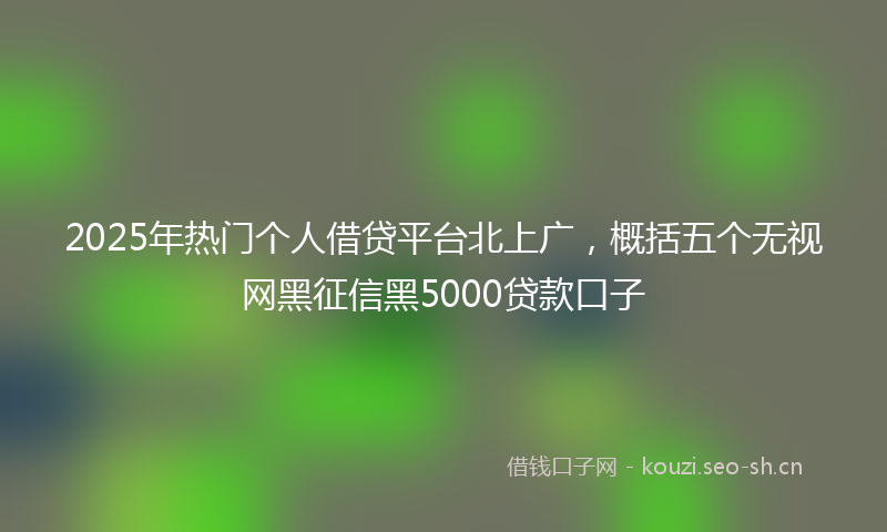 2025年热门个人借贷平台北上广，概括五个无视网黑征信黑5000贷款口子