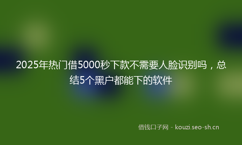 2025年热门借5000秒下款不需要人脸识别吗，总结5个黑户都能下的软件