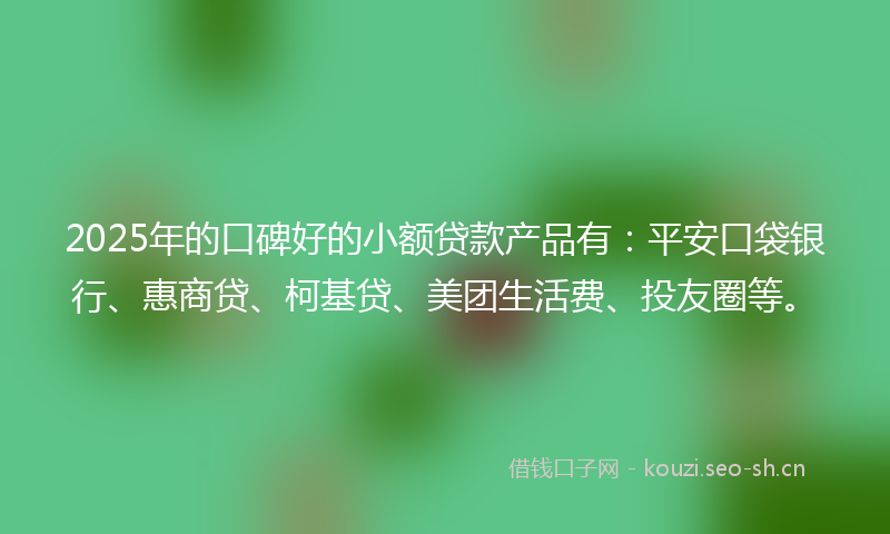 2025年的口碑好的小额贷款产品有：平安口袋银行、惠商贷、柯基贷、美团生活费、投友圈等。