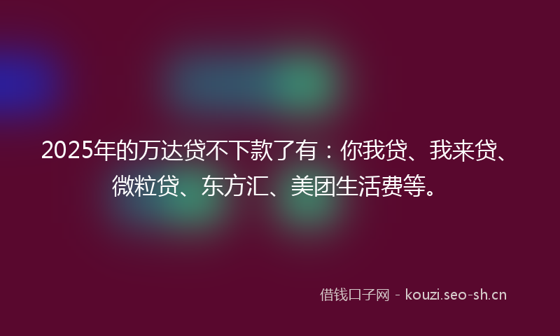2025年的万达贷不下款了有：你我贷、我来贷、微粒贷、东方汇、美团生活费等。