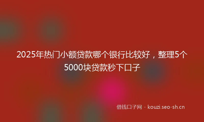 2025年热门小额贷款哪个银行比较好，整理5个5000块贷款秒下口子