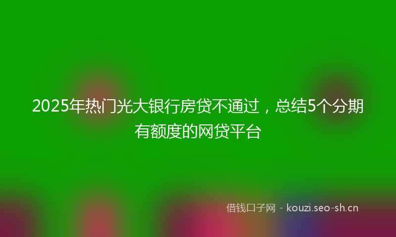 2025年热门光大银行房贷不通过，总结5个分期有额度的网贷平台