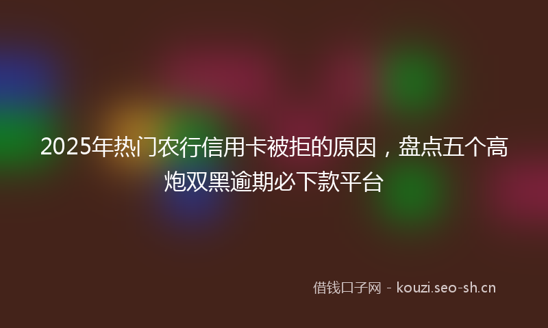 2025年热门农行信用卡被拒的原因，盘点五个高炮双黑逾期必下款平台